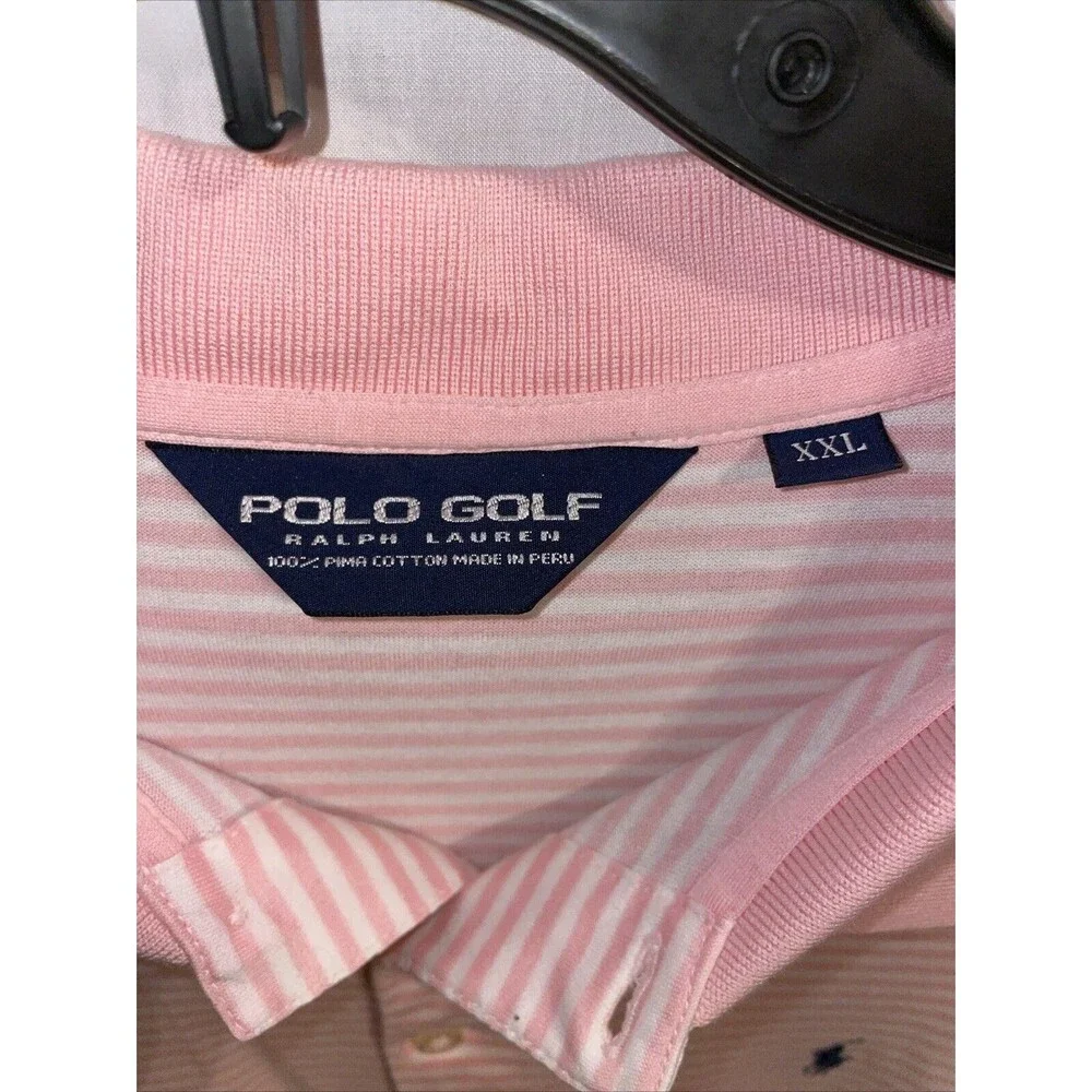 Polo Ralph Lauren Men’s Golf Shirt Size 2XL Pink Striped Athleisure Tennis
